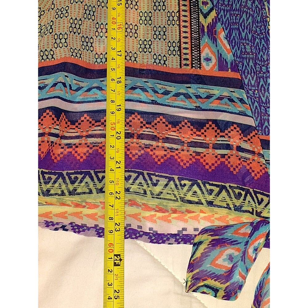Figuier Flower Dillard's Petite Large Boho Geometric Tie Front Blouse NWT PL - Picture 6 of 9